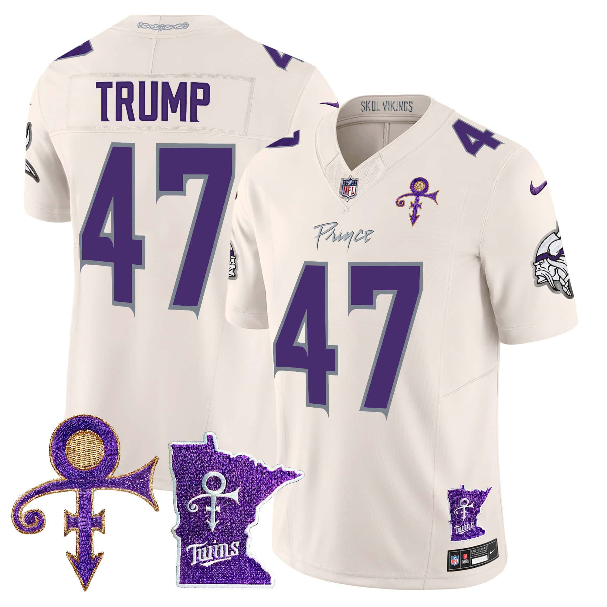 Men Minnesota Vikings #47 Trump Cream 2024 Nike Prince Vapor Limited NFL Jersey->indianapolis colts->NFL Jersey